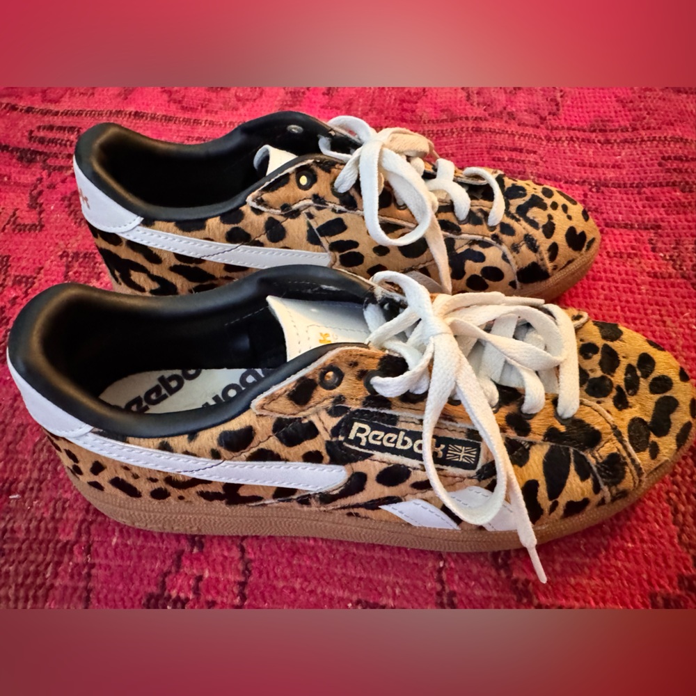 Reebok Leopard Calf Hair Classic Sneakers - Tan/Black/White